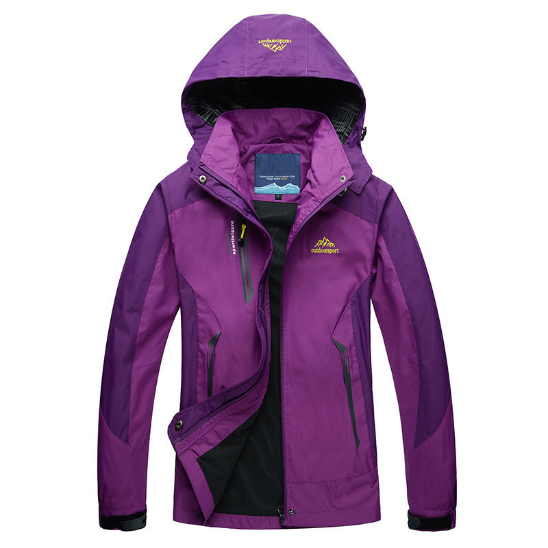 Outdoor Waterproof Jacket with Removable Hood for Women