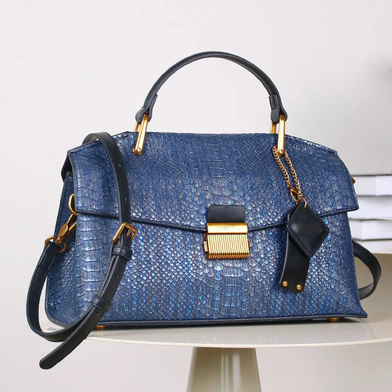 Valentina Rossi Genuine Leather Snake-Embossed Bag