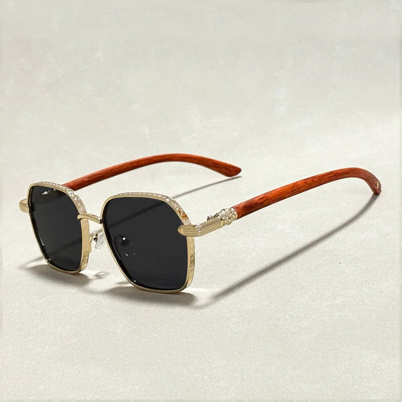 Vintage-Look Sunglasses with Wooden Arms