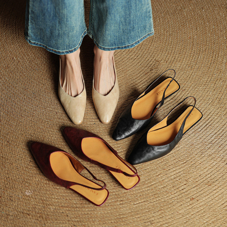 Aveline Genuine Leather Slingback Flats