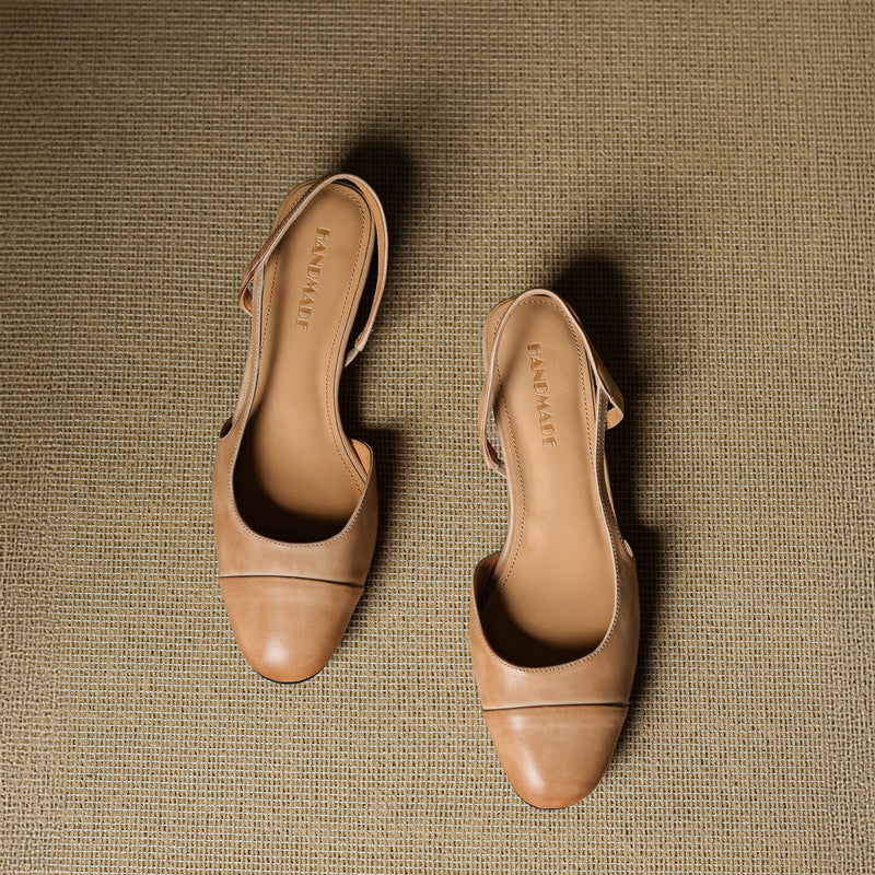 Chic Genuine Leather Slingback Heels