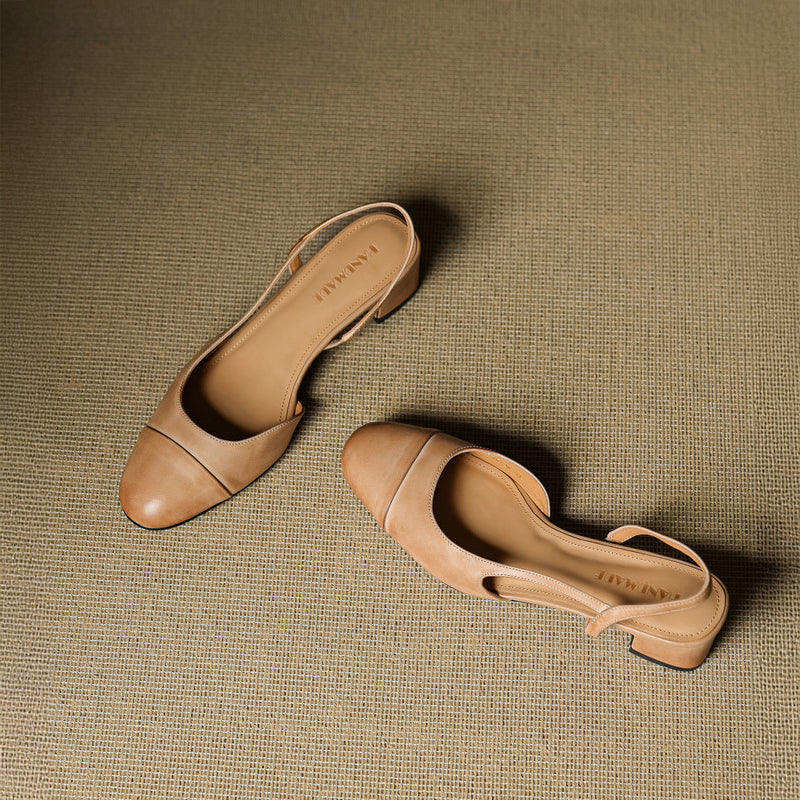 Chic Genuine Leather Slingback Heels