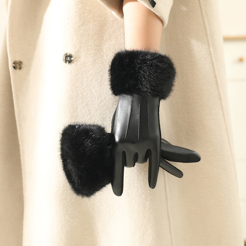 Chloé Montclair Gloves with Faux Fur Cuff
