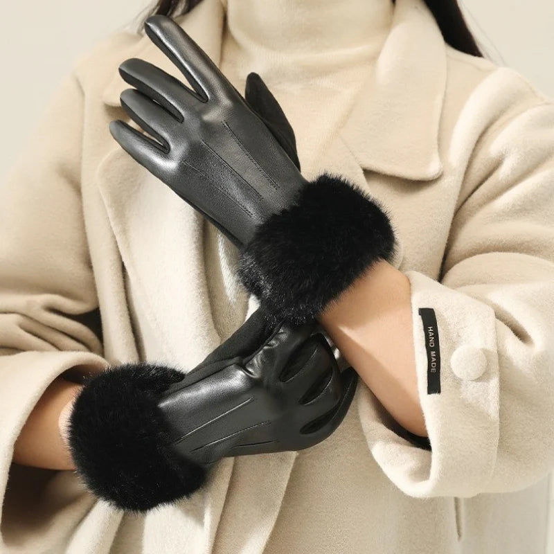 Chloé Montclair Gloves with Faux Fur Cuff
