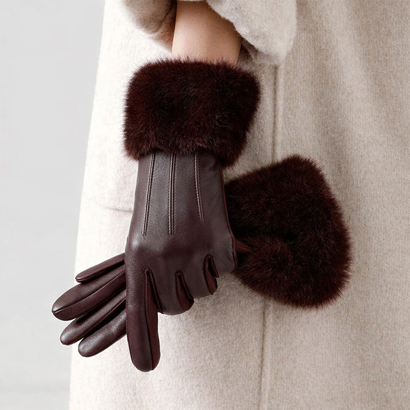 Chloé Montclair Gloves with Faux Fur Cuff