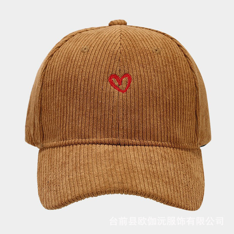 Everyday Corduroy Cap with Embroidered Heart