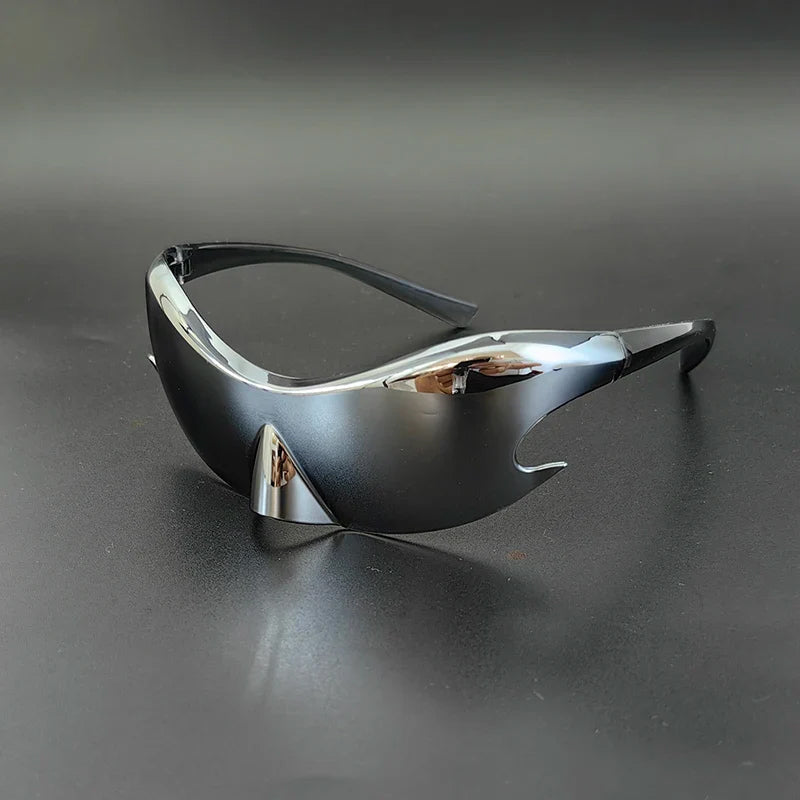 Futuristic Shield Sunglasses with Reflective Finish