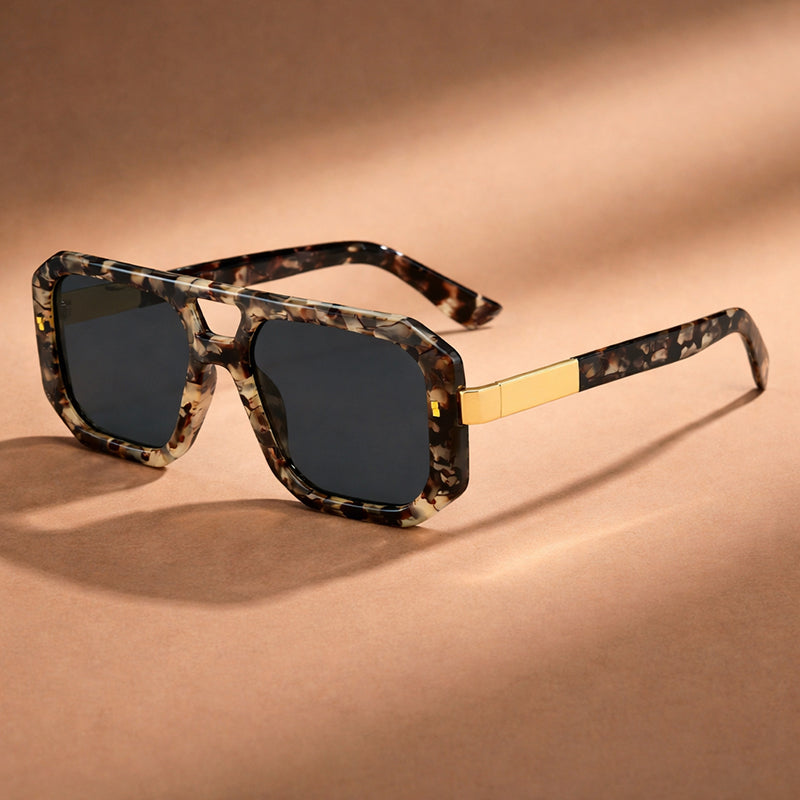 Geometric Frame Sunglasses with Double Bridge