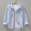 Hooded Cotton Shirt with Zipper Closure