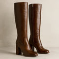 Knee-High Women’s Boots with Stacked Block Heels