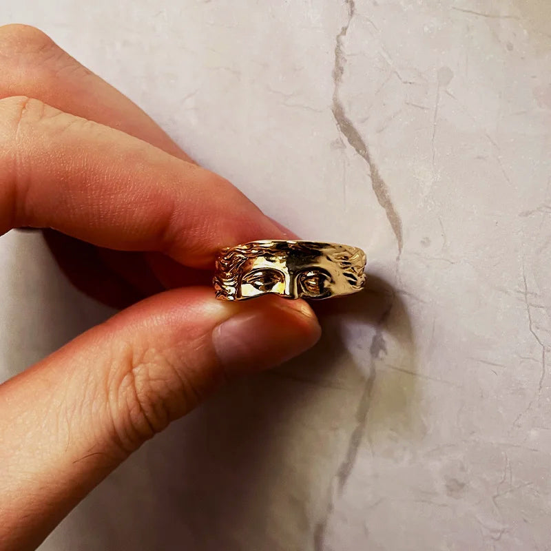 Mythology Inspired Half Face Adjustable Ring