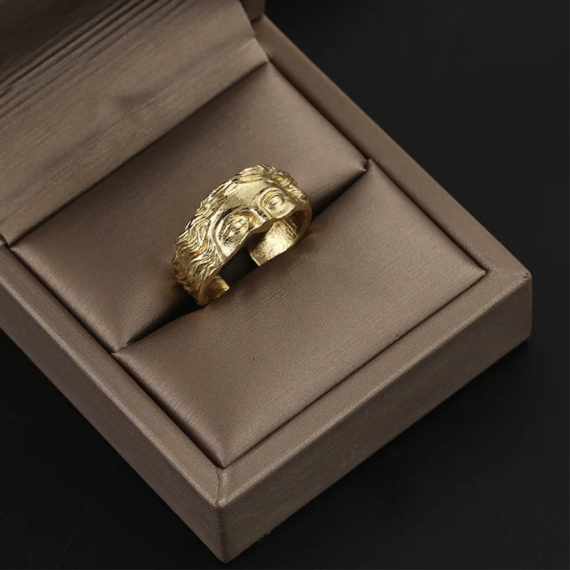 Mythology Inspired Half Face Adjustable Ring