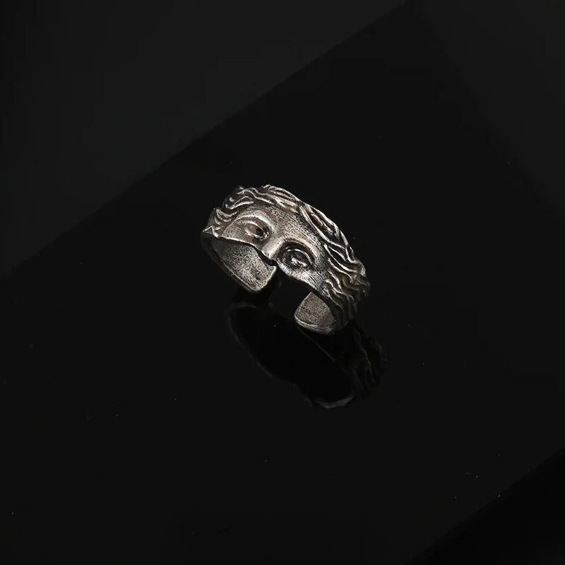 Mythology Inspired Half Face Adjustable Ring