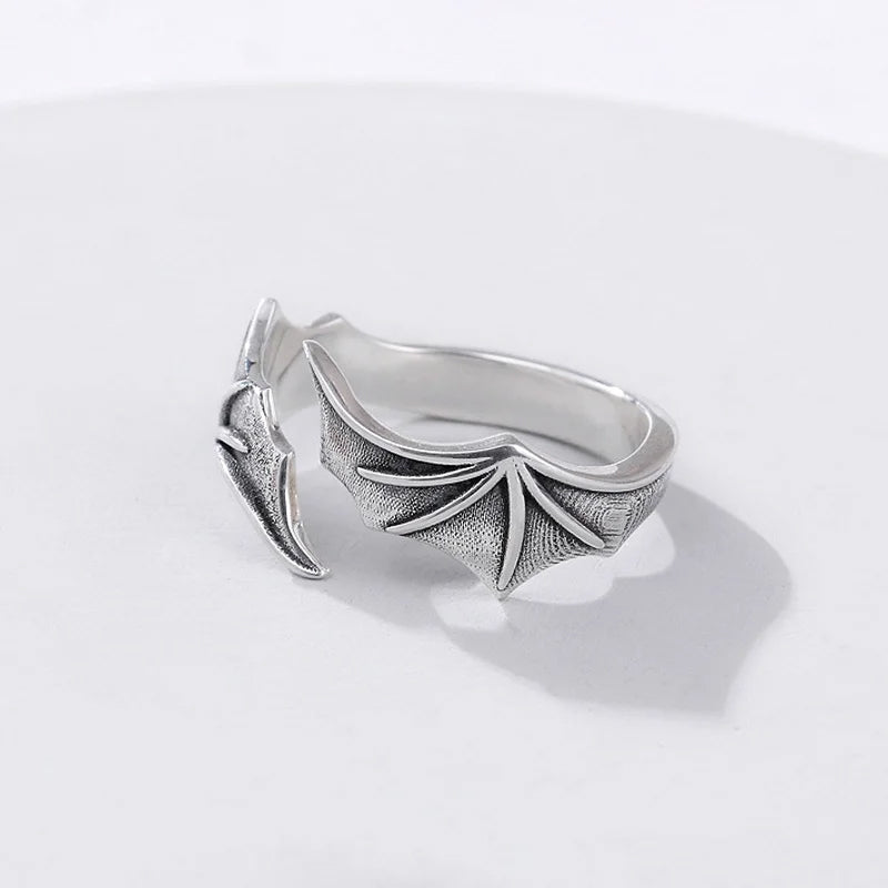 Open Band Ring with Textured Wing Detail