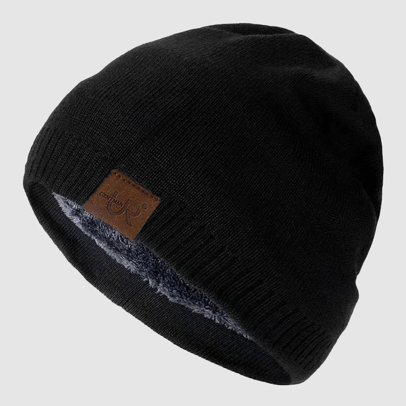 Ribbed Knit Beanie with Fleece Interior