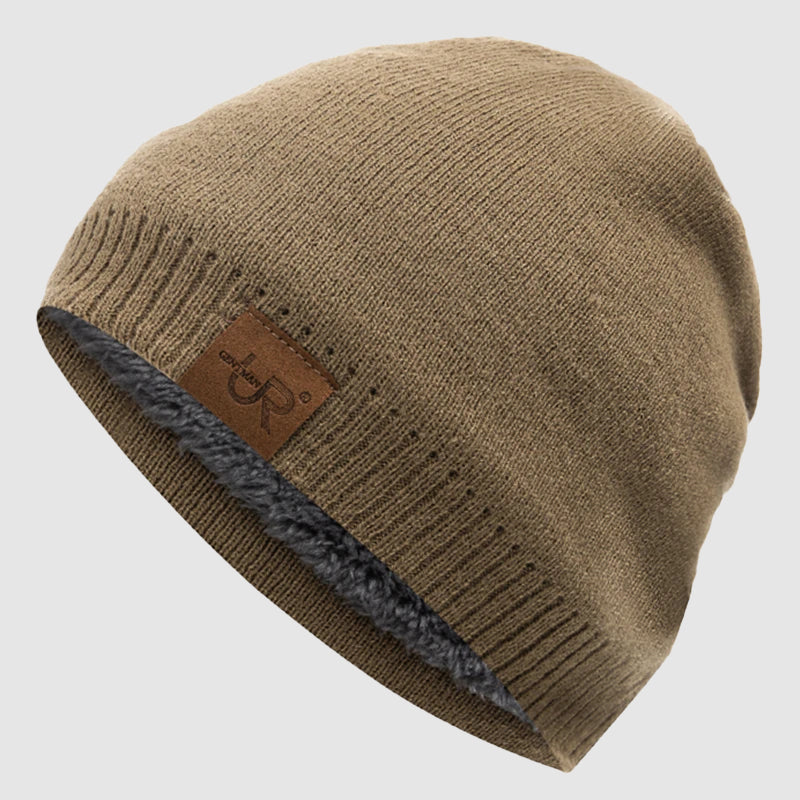 Ribbed Knit Beanie with Fleece Interior