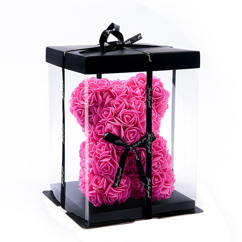 Rose Flower Teddy Bear with Gift Box