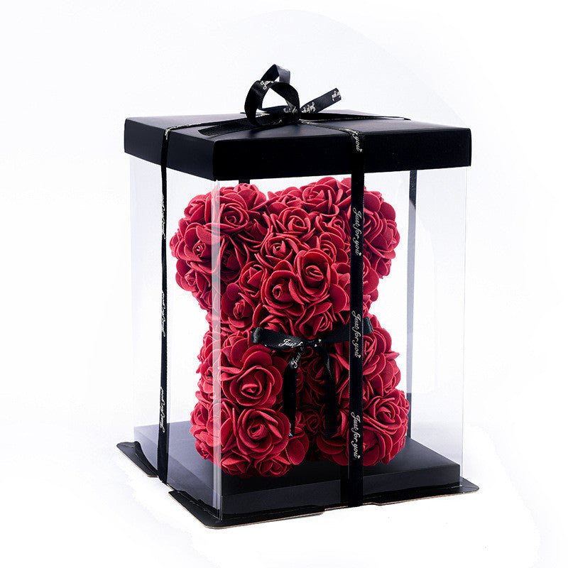 Rose Flower Teddy Bear with Gift Box