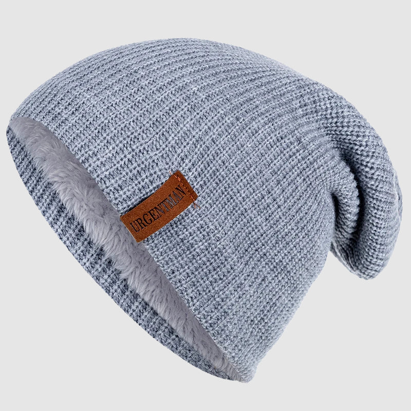 Slouchy Knit Beanie with Fleece Lining