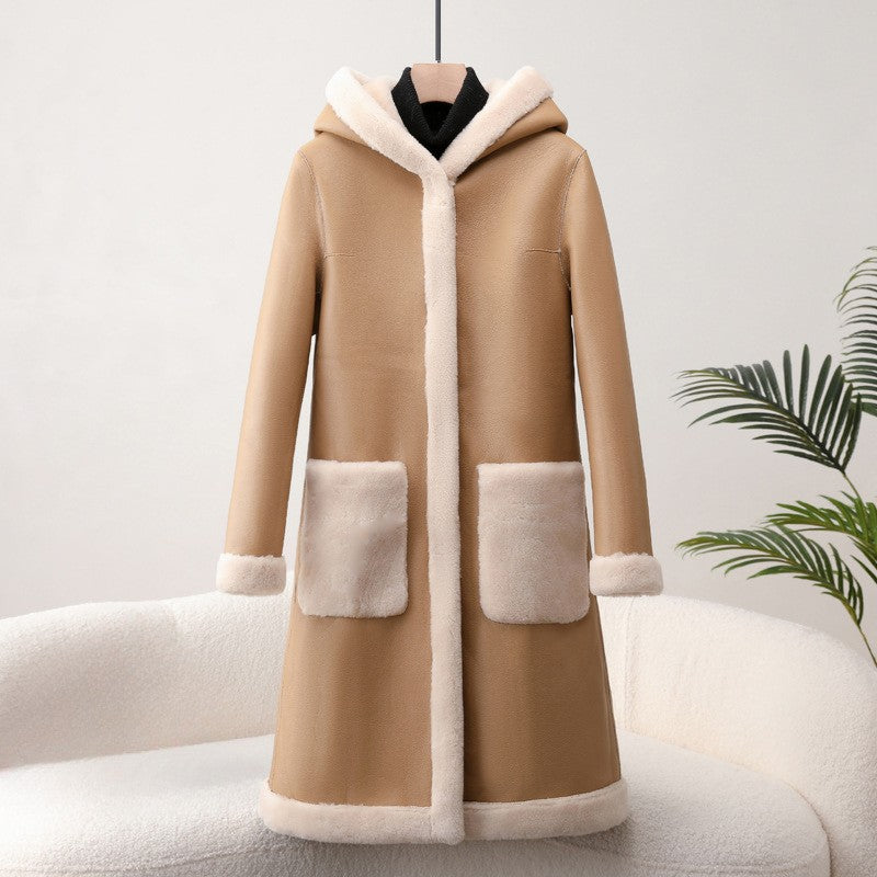 Sofia Amoretti Faux Leather Coat with Wool Lining