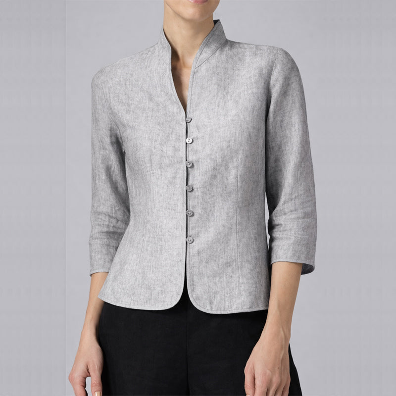 Sofia Amoretti Three-Quarter Sleeve Chambray Blouse