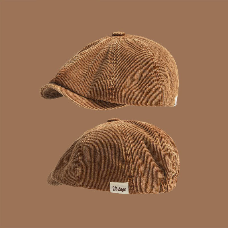 Vintage-Style Corduroy Newsboy Cap