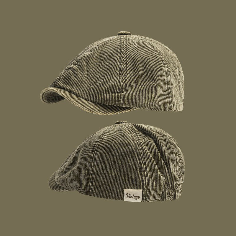Vintage-Style Corduroy Newsboy Cap