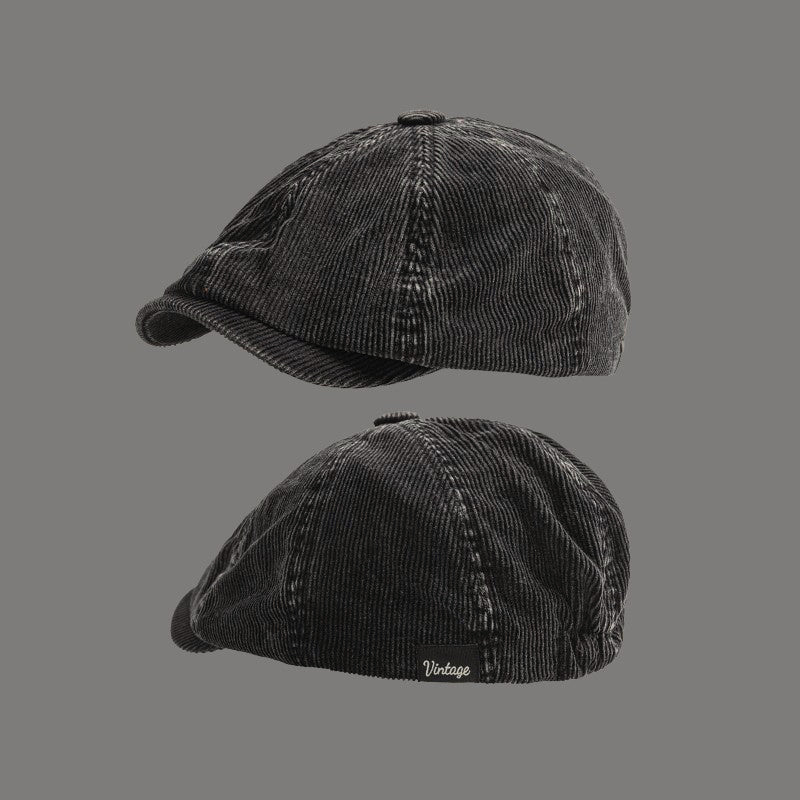 Vintage-Style Corduroy Newsboy Cap
