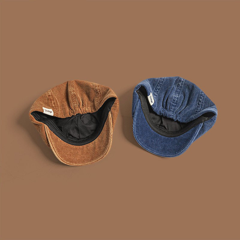 Vintage-Style Corduroy Newsboy Cap