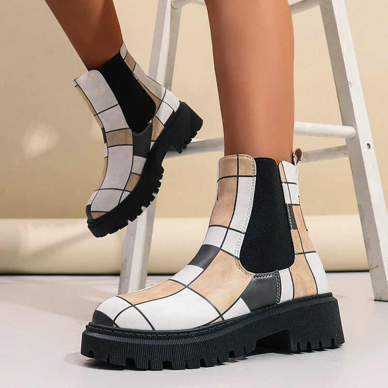 Women’s Chunky Chelsea Boots with Colorful Prints
