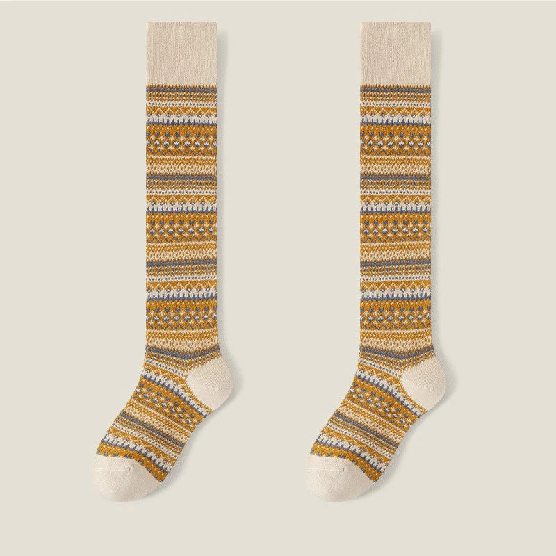 Women’s Knee-High Knit Socks with Decorative Pattern