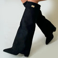 Women’s Knee-High Suede Boots with Fold-Over Cuff