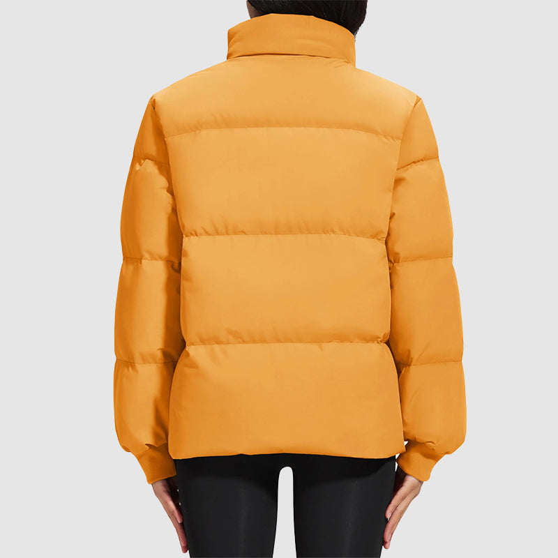 Women’s Mid-Length Down Puffer Jacket with Stand Collar
