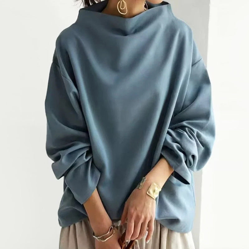 Women’s Oversized Top with Folded Collar Design