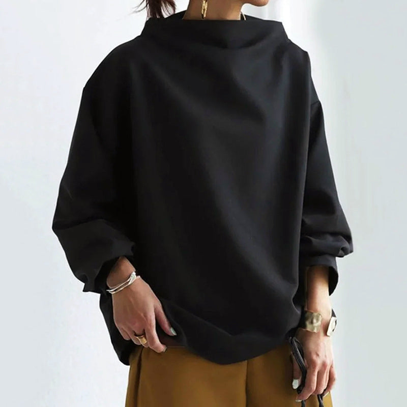 Women’s Oversized Top with Folded Collar Design