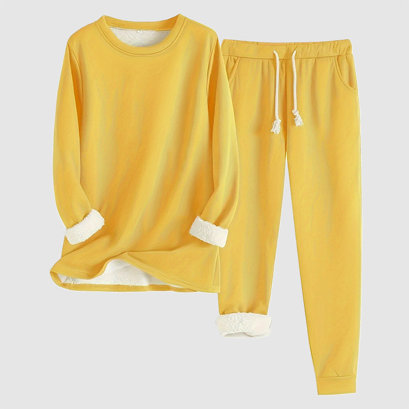 Women’s Two-Piece Homewear Set with Fleece Lining