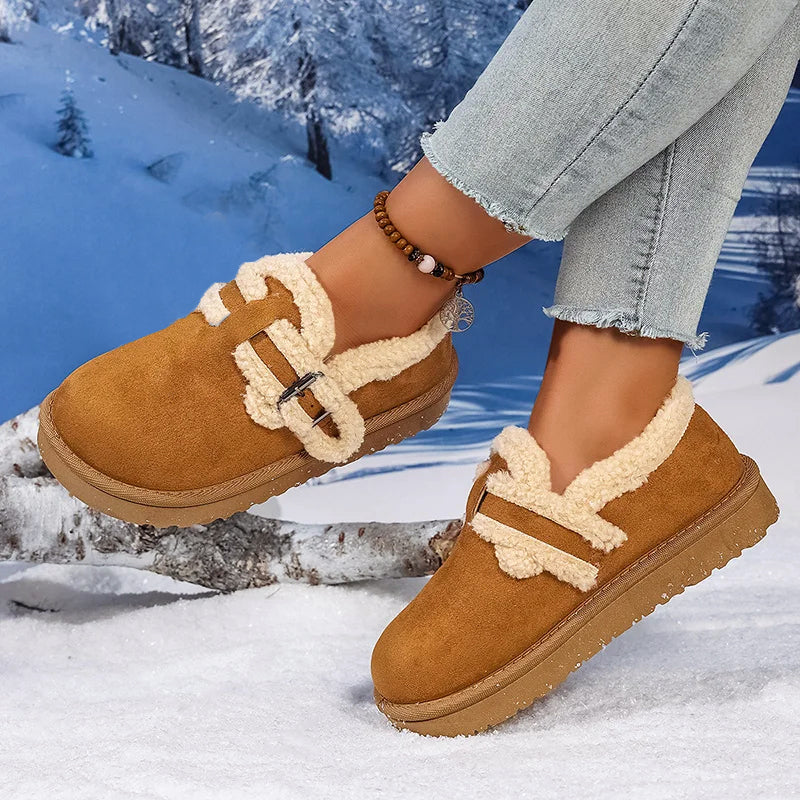 Women’s Winter Sherpa-Lined Suede Slip-On Shoes